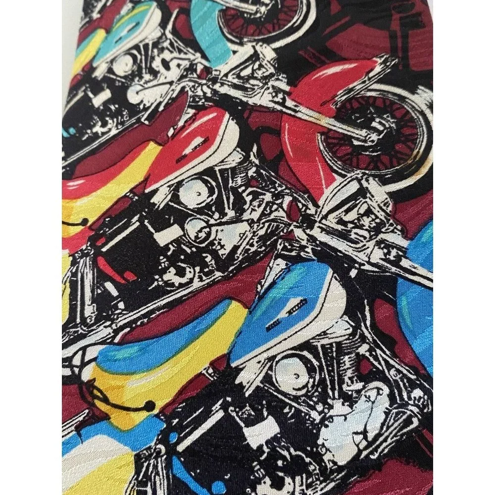 Harley Line Up 1993 Harley Davidson Ralph Martin 100% Silk‎ Neck Tie Vintage 4